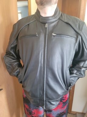 Harley Davidson Men's Black Leather Zip-Front Jacket - Riding Jacket